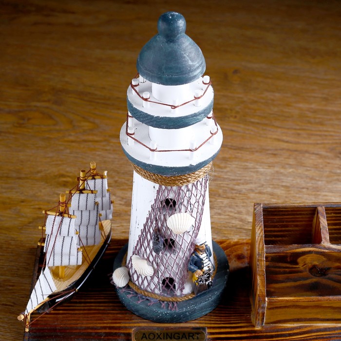 700-nw Набор настольный «Маяк»: подставка для ручек, визитница, 14 х 30 х 27 см — изображение 3