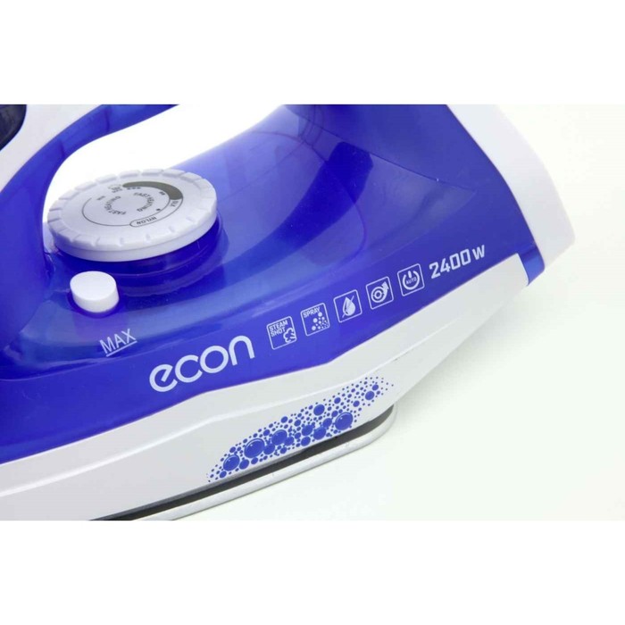 9161812-2 Утюг Econ ECO-BI2402, 2400Вт, керамическая подошва, 40 г/мин, 220 мл, цвет белый-синий — изображение 3