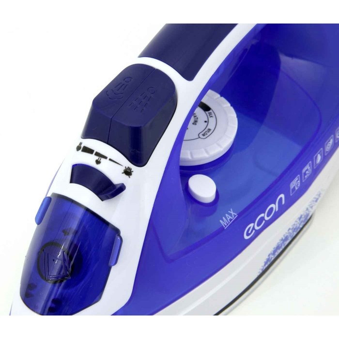 9161812-3 Утюг Econ ECO-BI2402, 2400Вт, керамическая подошва, 40 г/мин, 220 мл, цвет белый-синий — изображение 4