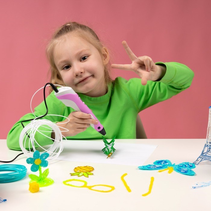 9729771-4 3D ручка Luazon, дисплей, работа с пластиком ABS и PLA, пластик в комплекте, розовая — изображение 5