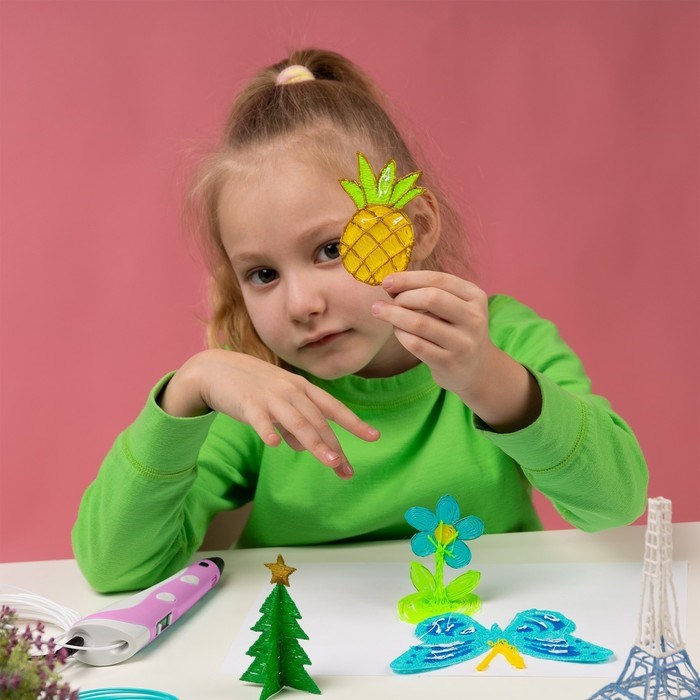 9729771-6 3D ручка Luazon, дисплей, работа с пластиком ABS и PLA, пластик в комплекте, розовая — изображение 7