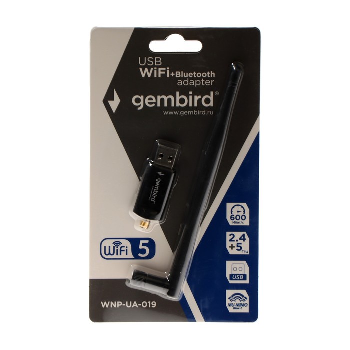 adapter-wi-fibluetooth-gembird-wnp-ua-019-600-mbps-usb-dvuhdiapazonnyj-antenna-chjornyj-10120989-4 Адаптер Wi-Fi+Bluetooth Gembird WNP-UA-019, 600 Mbps, USB, двухдиапазонный, антенна, чёрный — изображение 5