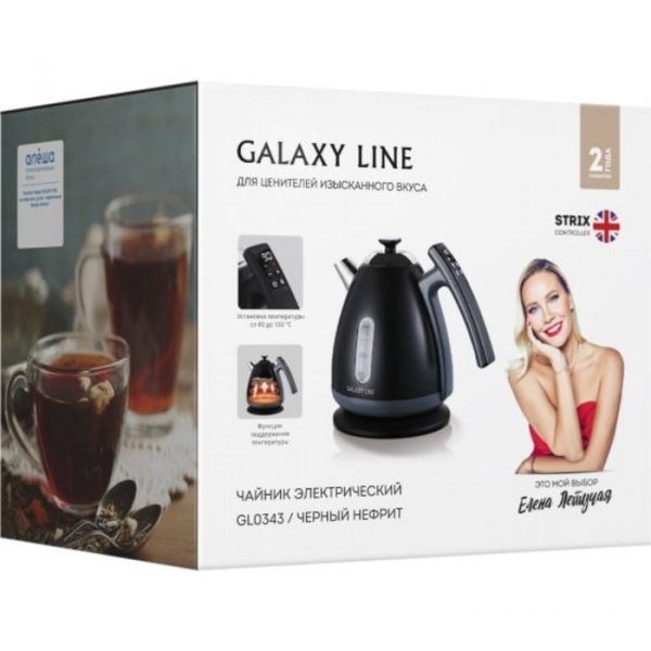 Чайник электрический Galaxy LINE GL 0343, нерж.сталь, 1.7 л, 2200 Вт, чёрный — изображение 7