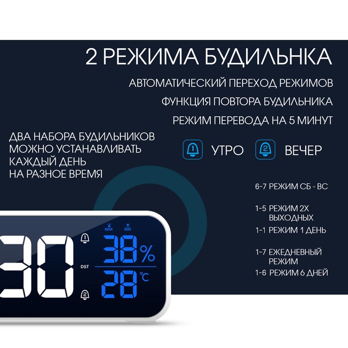 chasy-jelektronnye-nastolnye-s-budilnikom-s-podvesom-2400-mach-3.5-h-7-h-26.5-sm-7352029-7 Часы электронные настольные с будильником, с подвесом, 2400 мАч, 3.5 х 7 х 26.5 см — изображение 8