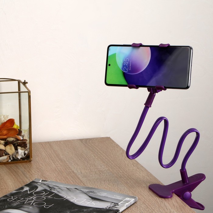 derzhatel-prishhepka-gibkijreguliruemyj-dlja-smartfona-3-7ampquot-60-sm-shir.-derzh.-12-smfiolet.-7602336-2 Держатель-прищепка, гибкий,регулируемый, для смартфона 3-7", 60 см, шир. держ. 12 см,фиолет. — изображение 3