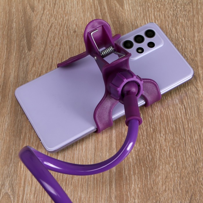 derzhatel-prishhepka-gibkijreguliruemyj-dlja-smartfona-3-7ampquot-60-sm-shir.-derzh.-12-smfiolet.-7602336-4 Держатель-прищепка, гибкий,регулируемый, для смартфона 3-7", 60 см, шир. держ. 12 см,фиолет. — изображение 5