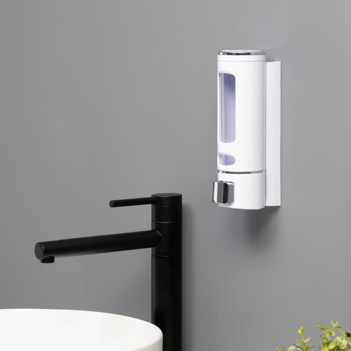 dispenser-dlja-myla-i-antiseptika-savanna-mehanicheskij-400-ml-metall-belyj-2839515-1 Диспенсер для мыла и антисептика SAVANNA, механический, 400 мл, металл, белый — изображение 2