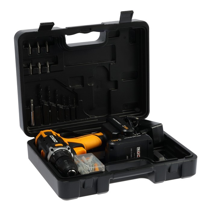 drel-shurupovert-deko-banger-16v-16-v-2h1.5-ach-kejs-nabor-instrumentov-63-predmeta-10533831-10 Дрель-шуруповерт DEKO Banger 16V, 16 В, 2х1.5 Ач, кейс + набор инструментов 63 предмета — изображение 11