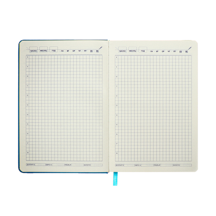 ezhednevnik-nedatirovannyj-a5-140l-kletka-kozhzam-na-rezinke-zheltyj-srez-sinij-10536973-11 Ежедневник недатированный A5, 140л, клетка, кожзам, на резинке, желтый срез, Синий — изображение 12