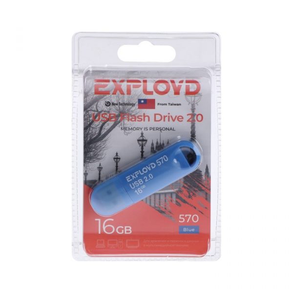 Флешка Exployd 570, 16 Гб, USB2.0, чт до 15 Мб/с, зап до 8 Мб/с, синяя — изображение 2