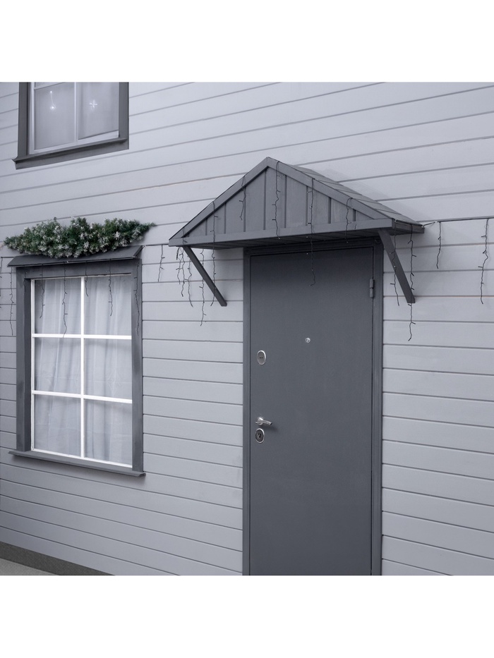 girljanda-amp171bahromaamp187-12-amp215-0.7-m-ip44-ums-tjomnaja-nit-240-led-svechenie-beloe-mercanie-220-v-10610456-5 Гирлянда «Бахрома» 12 × 0.7 м, IP44, УМС, тёмная нить, 240 LED, свечение белое, мерцание 220 В — изображение 6