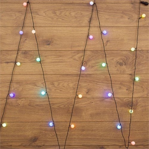 Гирлянда светодиодная &quot;Шарики&quot; 5м d25мм 25LED RGB 6Вт 220-240В IP20 провод ПВХ темн. зел. Neon-Night 303-559