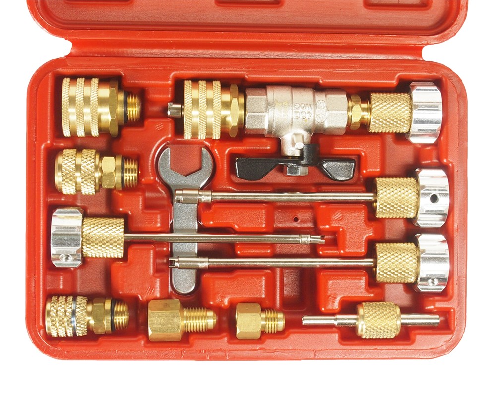 jtc-1360a-1 JTC-1360A - Приспособление для снятия и установки клапанов автокондиционера в кейсе JTC -  
  Применение комплекта позволяет заменить клапаны кондиционера без разгерметизации системы и потери хладагента.
   В комплект входит фиксирующее приспособление, — изображение 2