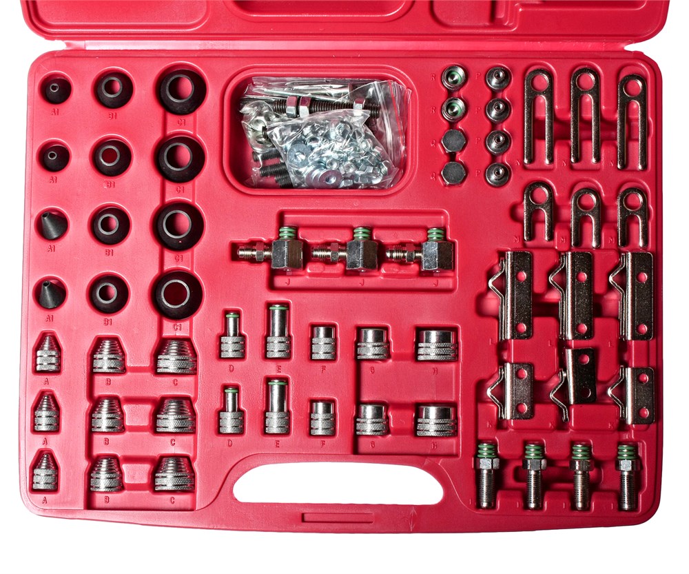 jtc-1402-1 JTC-1402 - Набор адаптеров для тестирования автокондиционера универсальный в кейсе JTC - 
	Предназначен для систем кондиционирования с различными хладагентами.
	Используется для тестирования и промывания систем.
	Переходники.
	Уплотнители.
	Запатенто — изображение 2