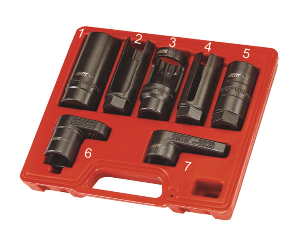 jtc-1425-3 JTC-1425 - Набор головок для кислородных датчиков в кейсе 7 предметов JTC - 
  Используется для демонтажа датчика кислорода, лямда-зонда, форсунок.
  В набор входят специальные головки для снятия кислородных датчиков.
  Размеры:
  
     1/2&q — изображение 4