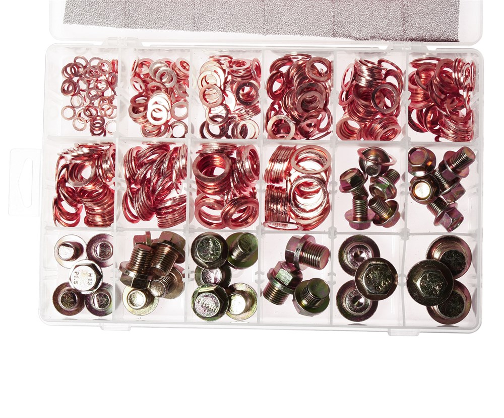 jtc-2019-1 JTC-2019 - Шайба медная и пробка поддона картера (в боксе) 534шт. JTC - Описание
В комплекте:
	
		Заглушки: 10 мм.х5 шт.; 12 мм.х5 шт.; 13 мм.х5 шт.; 14 мм.х5 шт.; 15 мм.х5 шт.; 16 мм.х3 шт.; 18 мм.х3 шт.; 20 мм.х3 шт.
		Шайбы: 6 мм.х50 шт.; 8 мм.х5 — изображение 2