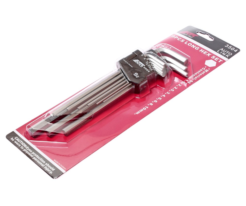 jtc-3504-1 JTC-3504 - Набор ключей шестигранных 1.5-10мм Г-образных удлиненных 9 предметов JTC - Ключ шестигранный удлиненный набор 9 предметов JTC
Описание
	Пластиковый держатель предназначен для удобного хранения инструмента.
	Набор шестигранных удлиненны — изображение 2