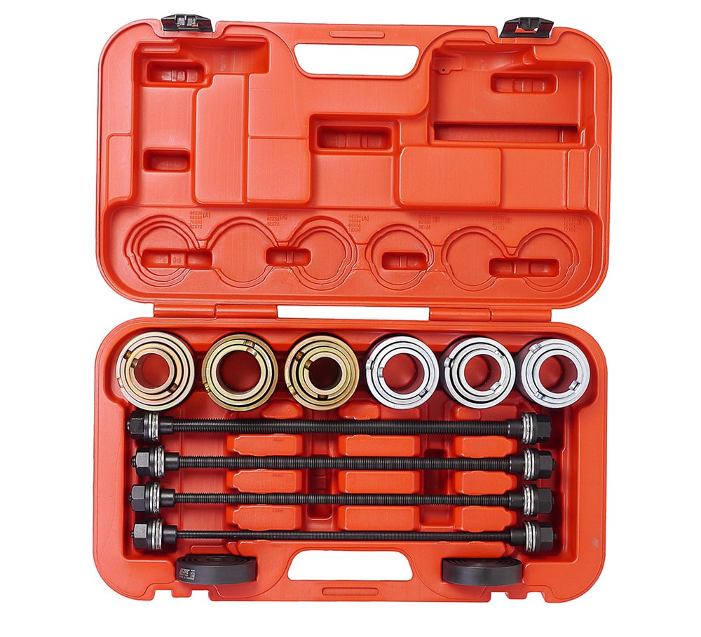 jtc-4091-1 JTC-4091 - Набор инструментов для демонтажа/монтажа сайлентблоков внутр. d=34-72мм универсальный 26 пр. JTC - 
Универсальный набор используется для снятия и установки сайлентблоков и резиновых втулок.
Общее количество предметов в наборе: 26.
Компле — изображение 2