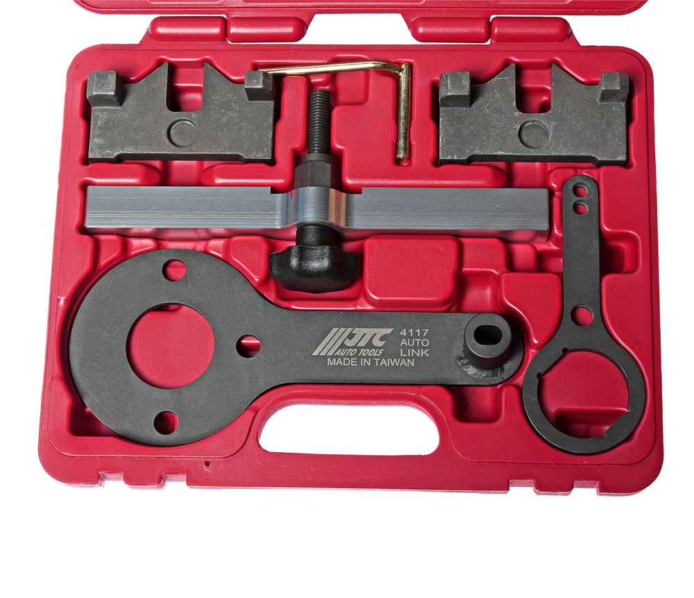 jtc-4117-1 JTC-4117 - Набор фиксаторов распредвала для установки фаз ГРМ (BMW N63) JTC - Комплектация
Фиксатор распредвала. Оригинальный номер: 11 9 890.
Состоит из: регулировочный винт (1); фиксирующая планка (2); фиксаторы – 2 шт. (3); силовой винт (6); — изображение 2