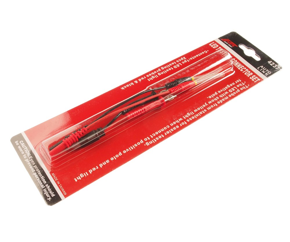 jtc-4237-1 JTC-4237 - Щуп тестовый с LED-индикацией 2шт. JTC - Комплектация 
Тестовый диод  1 шт.
Щупы (красный и черный) - 2 шт.
Описание
Изготовлены из прочного материала, что способствует продолжительной эксплуатации.
LED-индикатор горит желтым при к — изображение 2