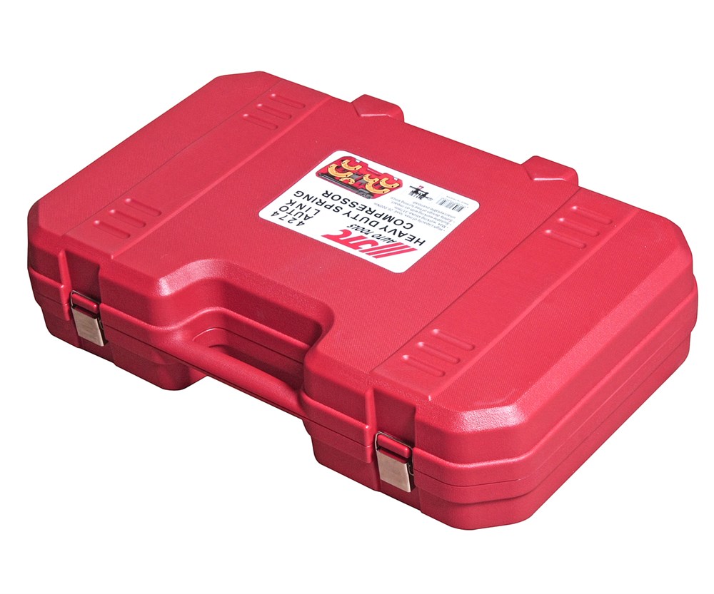 jtc-4274-2 JTC-4274 - Набор инструментов для стяжки пружин с пневмоприводом (3 пары захватов, ход 317мм) в кейсе JTC - Комплектация 
Вал с регулируемой длиной (600-917 мм), ход штока 317 мм.
Захваты (мин/макс/внутр диаметр: 80/110/65 мм) - 2 шт.
Захваты  (мин/м — изображение 3