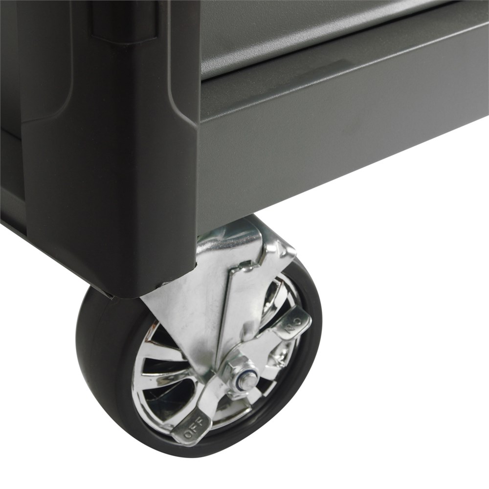 jtc-5021c-3 JTC-5021C - Тележка инструментальная 7 секций серая JTC - 
Размеры ящика: 568x378x75 мм (154 мм два нижних).
Оборудована большой прочной пластиковой ручкой.
Перфорированные боковые стенки с квадратными отверстиями предоставляют возможность разместить д — изображение 4