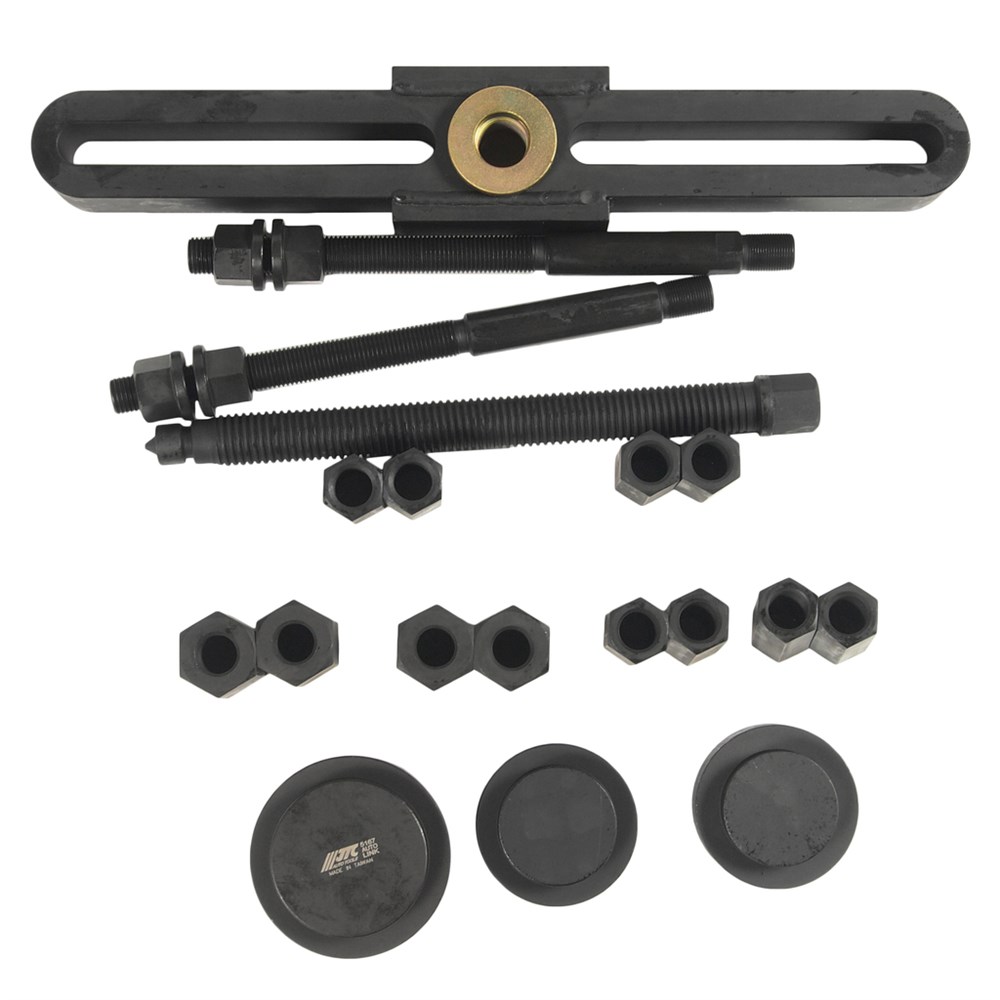jtc-5167-1 JTC-5167 - Съемник ступиц универсальный 110-448мм для грузовых автомобилей JTC - Съемник 
Применяется для демонтажа ступицы на большинстве грузовых автомобилей.
Диапазон работы: 110 - 448 мм.
Размер адаптеров: M18xP1.5, M20xP1.5, M22xP1.5, M24xP1.5, M3 — изображение 2