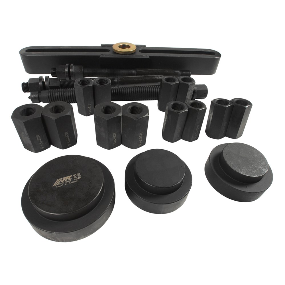 jtc-5167-2 JTC-5167 - Съемник ступиц универсальный 110-448мм для грузовых автомобилей JTC - Съемник 
Применяется для демонтажа ступицы на большинстве грузовых автомобилей.
Диапазон работы: 110 - 448 мм.
Размер адаптеров: M18xP1.5, M20xP1.5, M22xP1.5, M24xP1.5, M3 — изображение 3