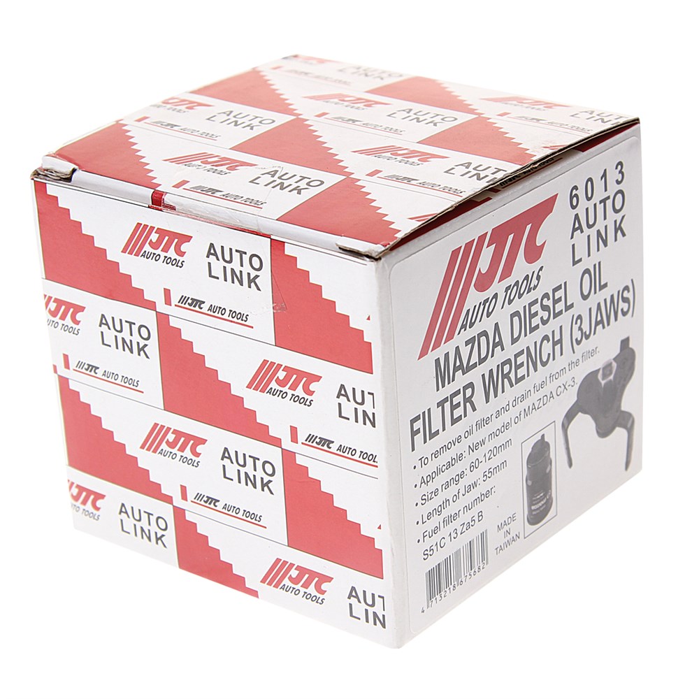 jtc-6013-4 JTC-6013 - Съемник фильтров масляных (MAZDA CX-3 дизель) JTC - 
Предназначен для демонтажа масляного фильтра и слива топлива из него.
Применение: новые модели MAZDA CX-3.
Диапазон: 60-120 мм.
Длина лапок:  55 мм.
Номер топливного фильтра: S51C 13 ZA5 B. — изображение 5