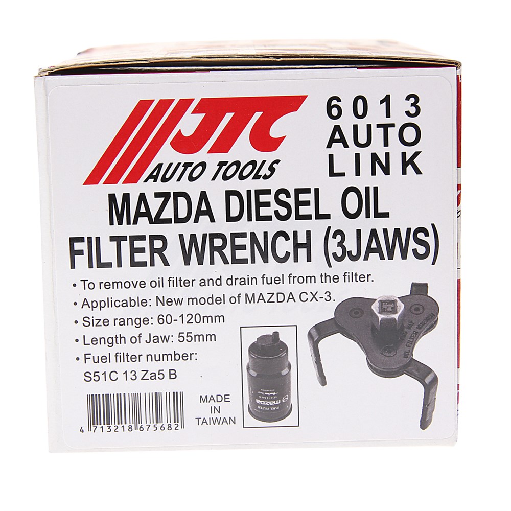 jtc-6013-5 JTC-6013 - Съемник фильтров масляных (MAZDA CX-3 дизель) JTC - 
Предназначен для демонтажа масляного фильтра и слива топлива из него.
Применение: новые модели MAZDA CX-3.
Диапазон: 60-120 мм.
Длина лапок:  55 мм.
Номер топливного фильтра: S51C 13 ZA5 B. — изображение 6