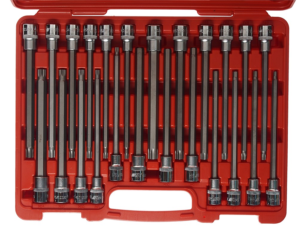 jtc-7024-1 JTC-7024 - Набор головок с насадкой 24 предмета в кейсе JTC - 
Размер:
  
    Т40, Т45, Т50, Т55, Т60, Т70
    H5, H6,H7, H8, H9, H10, H12
    M6, M8, 0, M12, M14
    RM6, RM7,RM8, RM9, RM10, RM12
  
½" Dr. x 24 предмета в наборе головок с насадка — изображение 2