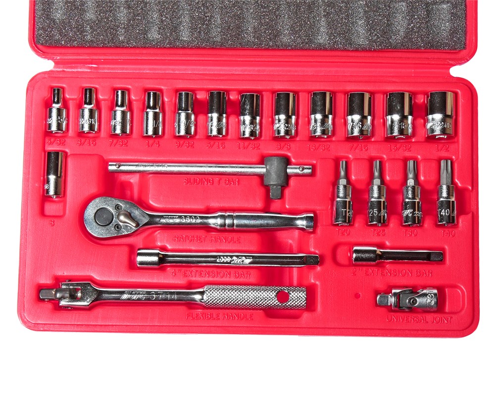 jtc-h223s-1 JTC-H223S - Набор головок торцевых и насадок 1/4" 6-ти гранных 5/32"-1/2",Т20-Т40 23 предмета в кейсе JTC - 
	В комплекте:
		
			13 ед. головка 1/4": 5/32", 3/16", 7/32", 1/4", 9/32", 5/16", 11/32", 3/8", 13/32", 7/16", 15/32", 1/2", 8 мм.
			4 ед. го — изображение 2