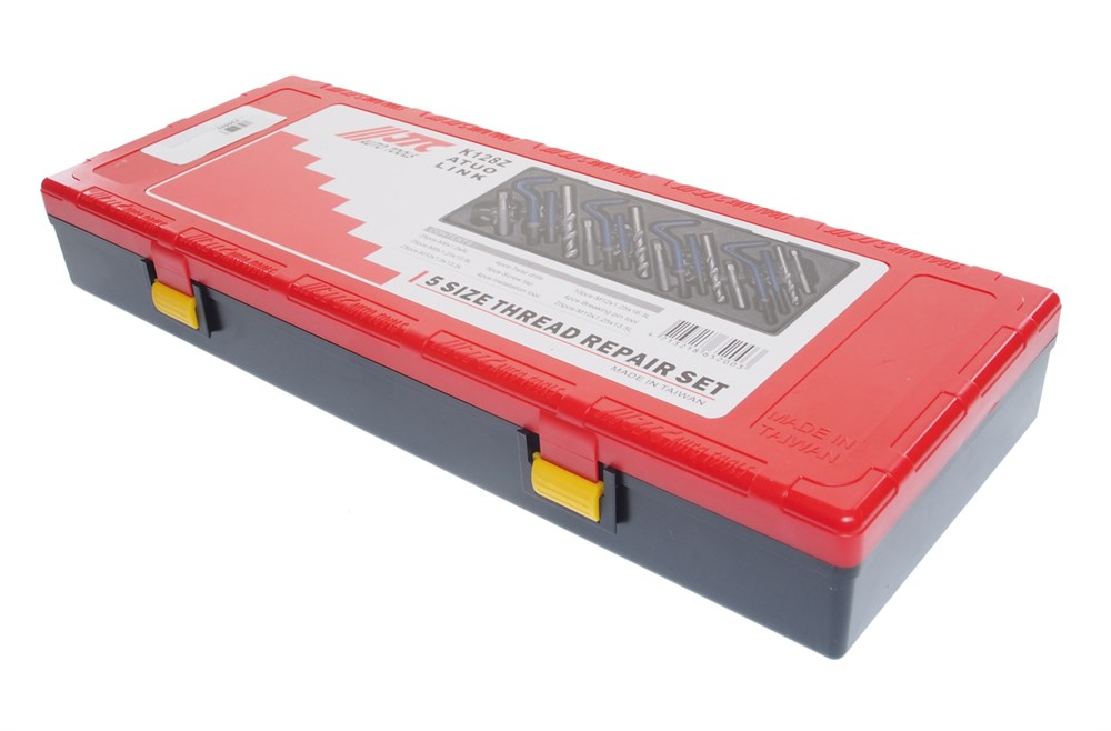 jtc-k128z-2 JTC-K128Z - Набор инструментов и вставок для восстановления резьбы М6х1.0-М8х1.25-М10х1.25-М10х1.5-М12х1.25 JTC - 
25 шт. - M6x1.0x8 мм
25 шт. - M8x1.25x10.8 мм
25 шт. - M10x1.25x13.5 мм
25 шт. - M10x1.5x13.5 мм
10 шт. - M12x1.25x16.3 мм
4 шт. - Сверло
4 — изображение 3