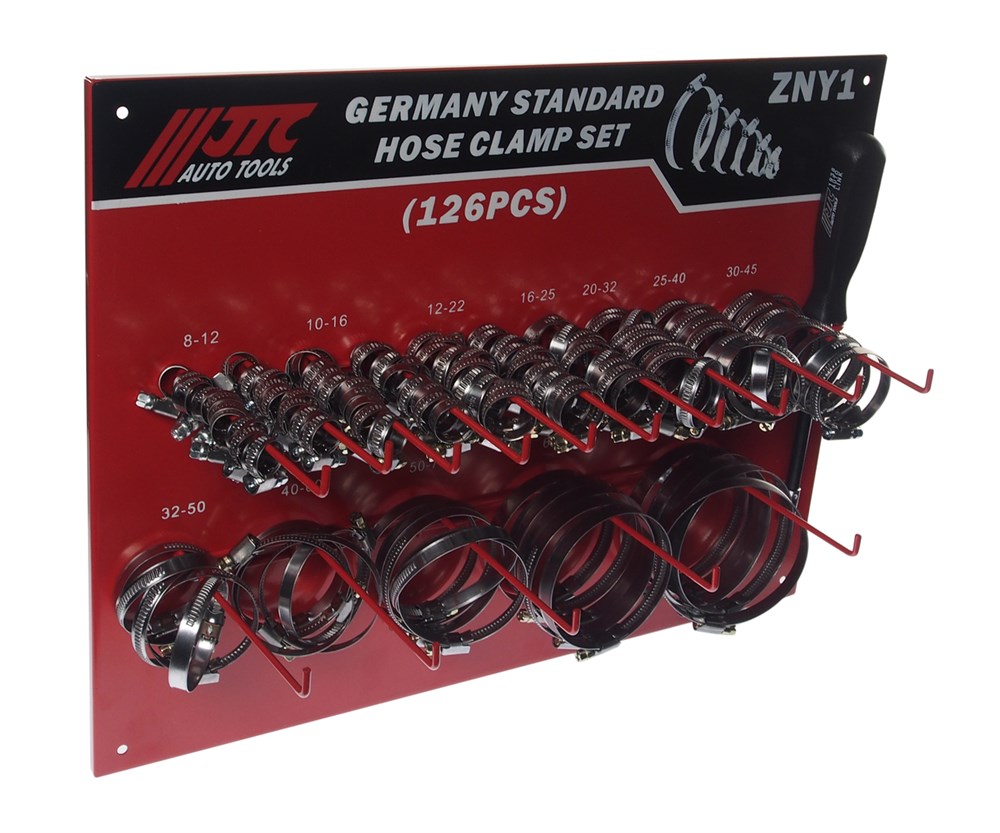 jtc-zny1-2 JTC-ZNY1 - Хомут ленточный ZN12-ZN90 червячный (нержавеющая сталь) с гибким воротком 7мм (стенд) 126 предм. JTC - 
Комплектация: ZN12 x 20, ZN16 x 20, ZN22 x 20, ZN25 x 10, ZN32 x 10, ZN40 x 10, ZN45 x 10, ZN50 x 5, ZN60 x 5, ZN70 x 5, ZN80 x 5, ZN90 x 5. — изображение 3