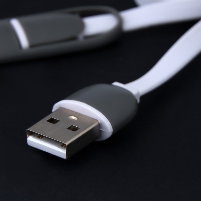 kabel-2-v-1-luazon-microusblightning-usb-1-a-0.9-m-ploskij-miks-4283686-1 Кабель 2 в 1 Luazon, microUSB/Lightning - USB, 1 А, 0.9 м, плоский, МИКС — изображение 2
