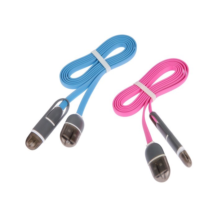 kabel-2-v-1-luazon-microusblightning-usb-1-a-0.9-m-ploskij-miks-4283686-8 Кабель 2 в 1 Luazon, microUSB/Lightning - USB, 1 А, 0.9 м, плоский, МИКС — изображение 9