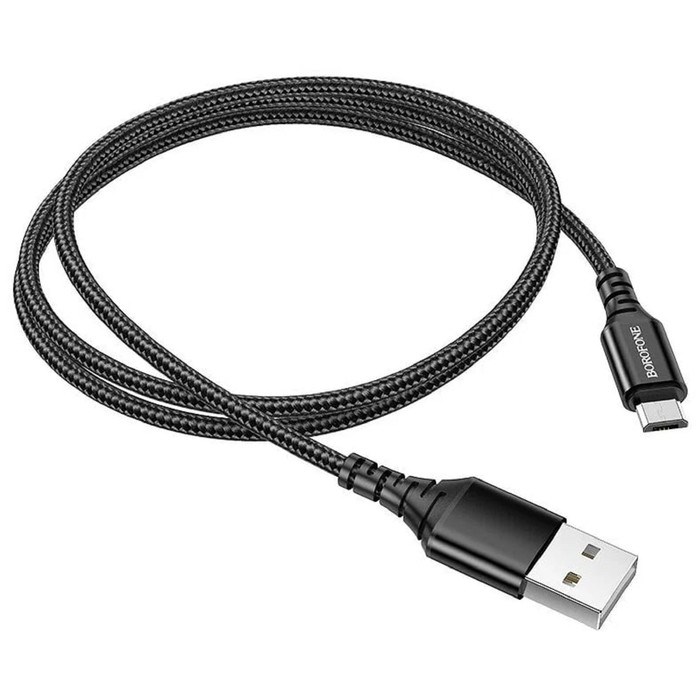 kabel-borofone-bx54-microusb-usb-2.4-a-1-m-nejlonovaja-opljotka-chjornyj-9088726-2 Кабель Borofone BX54, microUSB - USB, 2.4 А, 1 м, нейлоновая оплётка, чёрный — изображение 3