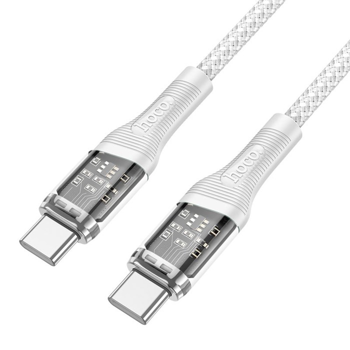 kabel-hoco-u111-type-c-type-c-3-a-1.2-m-prozrachnyj-zarjadka-peredacha-dannyh-seryj-9881487-1 Кабель Hoco U111, Type-C - Type-C, 3 А, 1.2 м, прозрачный, зарядка, передача данных, серый — изображение 2