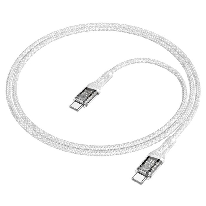 kabel-hoco-u111-type-c-type-c-3-a-1.2-m-prozrachnyj-zarjadka-peredacha-dannyh-seryj-9881487-2 Кабель Hoco U111, Type-C - Type-C, 3 А, 1.2 м, прозрачный, зарядка, передача данных, серый — изображение 3