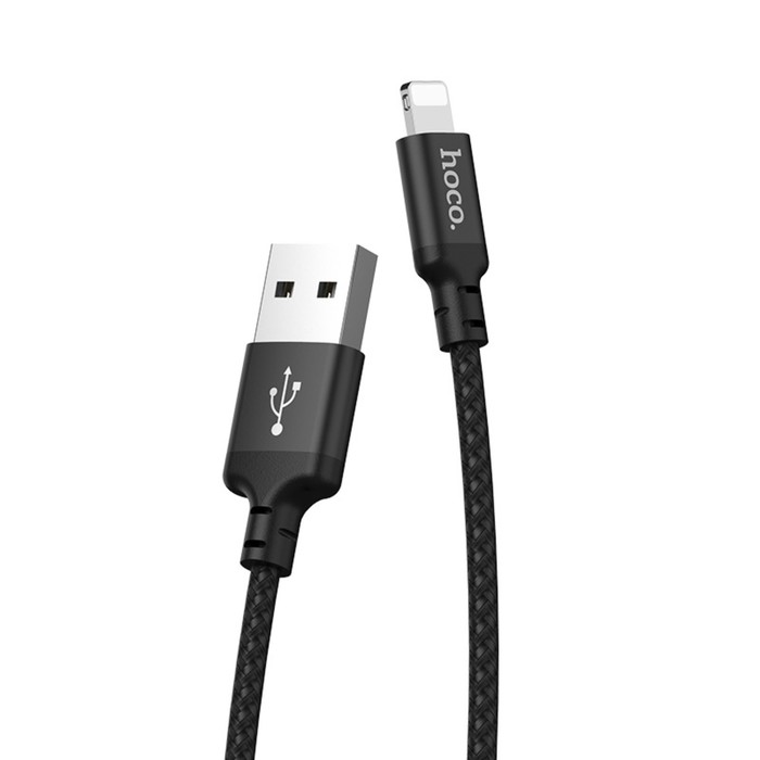 kabel-hoco-x14-lightning-usb-2.4-a-1-m-bystraja-zarjadka-opljotka-nejlon-chjornyj-9881552-1 Кабель Hoco X14, Lightning - USB, 2.4 А, 1 м, быстрая зарядка, оплётка нейлон, чёрный — изображение 2