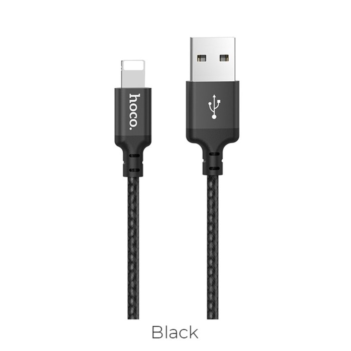 kabel-hoco-x14-lightning-usb-2.4-a-1-m-bystraja-zarjadka-opljotka-nejlon-chjornyj-9881552-2 Кабель Hoco X14, Lightning - USB, 2.4 А, 1 м, быстрая зарядка, оплётка нейлон, чёрный — изображение 3