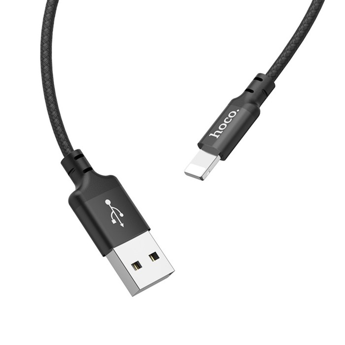 kabel-hoco-x14-lightning-usb-2.4-a-1-m-bystraja-zarjadka-opljotka-nejlon-chjornyj-9881552-3 Кабель Hoco X14, Lightning - USB, 2.4 А, 1 м, быстрая зарядка, оплётка нейлон, чёрный — изображение 4