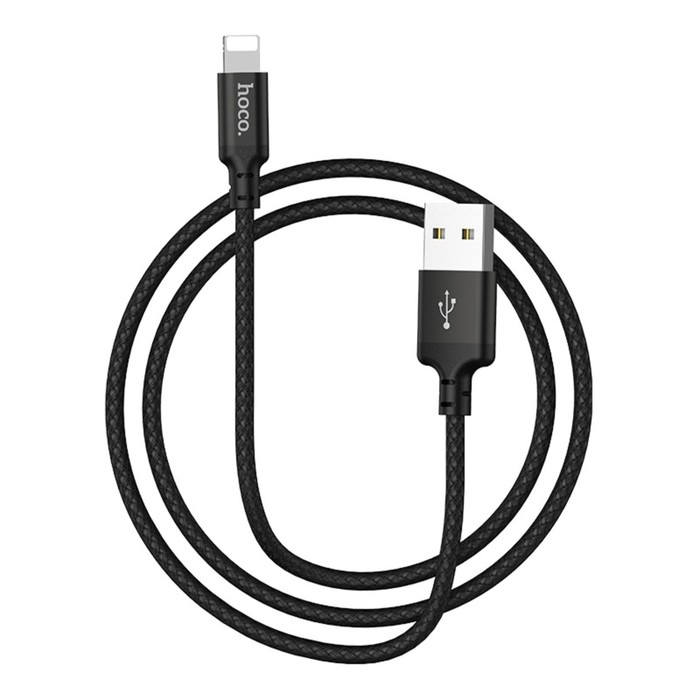 kabel-hoco-x14-lightning-usb-2.4-a-1-m-bystraja-zarjadka-opljotka-nejlon-chjornyj-9881552-5 Кабель Hoco X14, Lightning - USB, 2.4 А, 1 м, быстрая зарядка, оплётка нейлон, чёрный — изображение 6