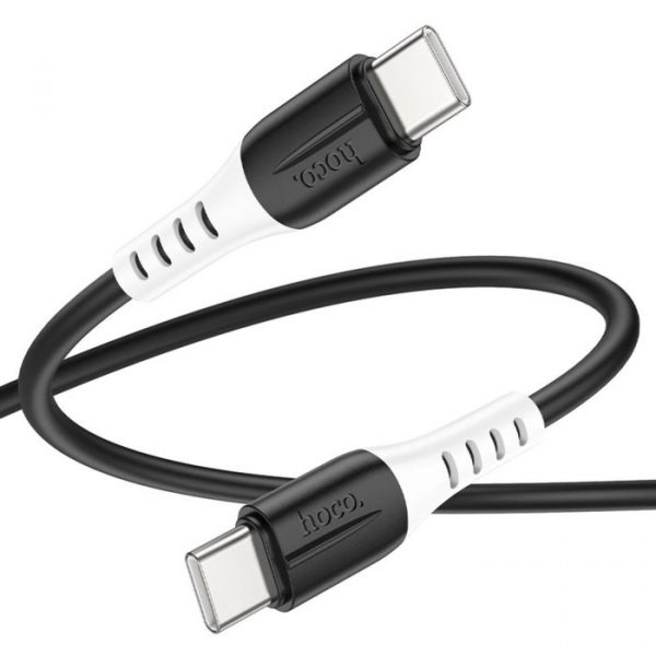 Кабель Hoco X82, Type-C - Type-C, 60 Вт, 3 А, 1 м, оплётка силикон, чёрный — изображение 2