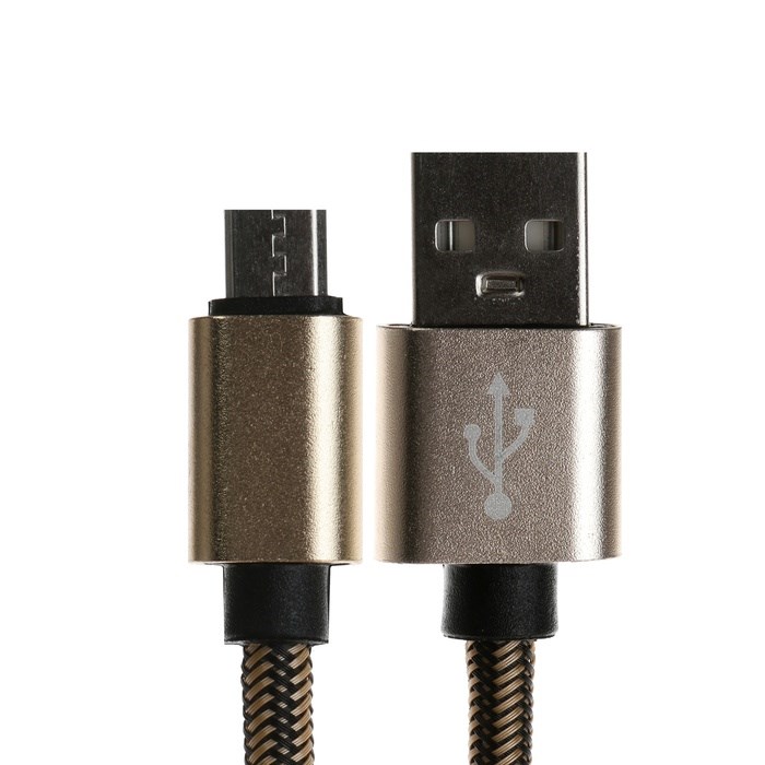 kabel-microusb-usb-2.1-a-opljotka-nejlon-1-metr-zolotistyj-9940279-1 Кабель MicroUSB - USB, 2.1 А, оплётка нейлон, 1 метр, золотистый — изображение 2