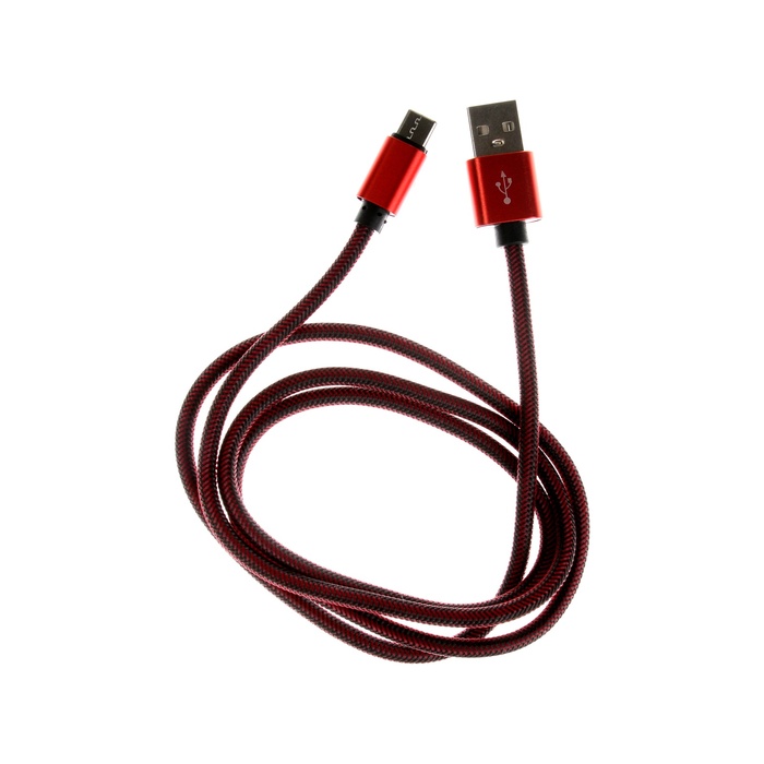 kabel-type-c-usb-2.1-a-opljotka-nejlon-1-metr-krasnyj-9940282-2 Кабель Type- C - USB, 2.1 А, оплётка нейлон, 1 метр, красный — изображение 3