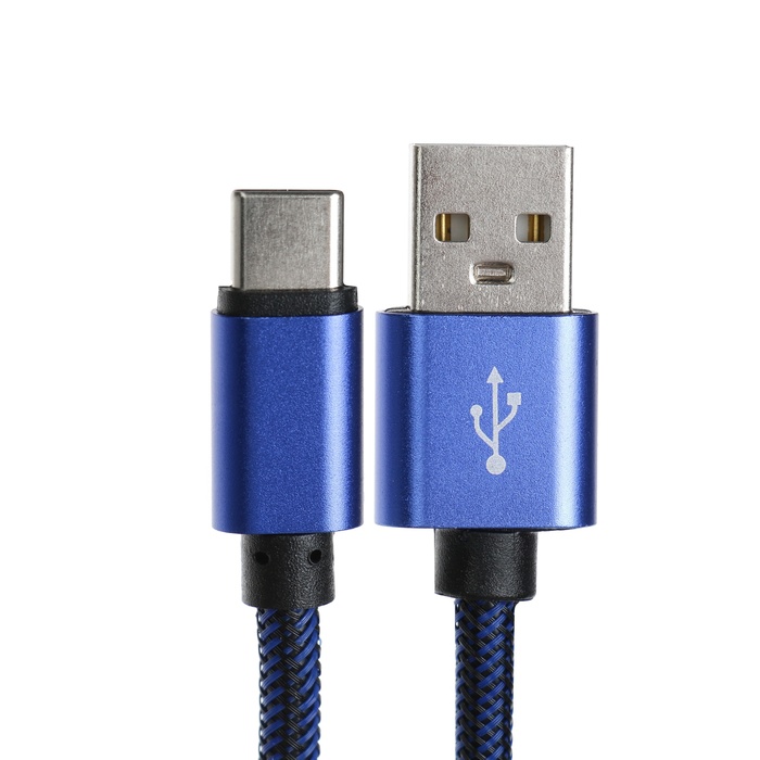 kabel-type-c-usb-2.1-a-opljotka-nejlon-2-metra-sinij-9940298-1 Кабель Type- C - USB, 2.1 А, оплётка нейлон, 2 метра, синий — изображение 2