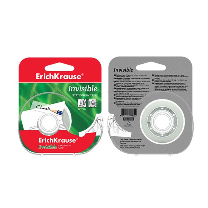 klejkaja-lenta-kanceljarskaja-12-mm-h-20-metra-erichkrause-invisible-matovaja-nezametnaja-v-dispensere-blister-3395633-2 Клейкая лента канцелярская, 12 мм х 20 метра, ErichKrause Invisible, матовая, незаметная, в диспенсере, блистер — изображение 3