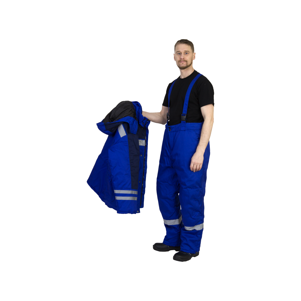 kos205-3 Костюм рабочий Зима утепленный, куртка+полукомбинезон, василек+синий — изображение 4
