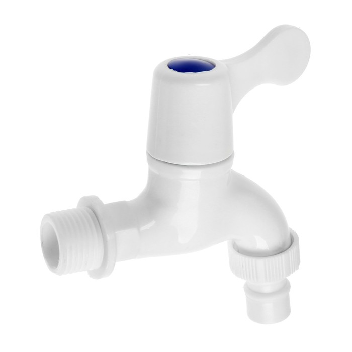 kran-vodorazbornyj-fresso-554-141-12ampquot-so-shtucerom-ruchka-flag-plastik-belyj-10221805-1 Кран водоразборный FRESSO 554-141, 1/2", со штуцером, ручка-флаг, пластик, белый — изображение 2